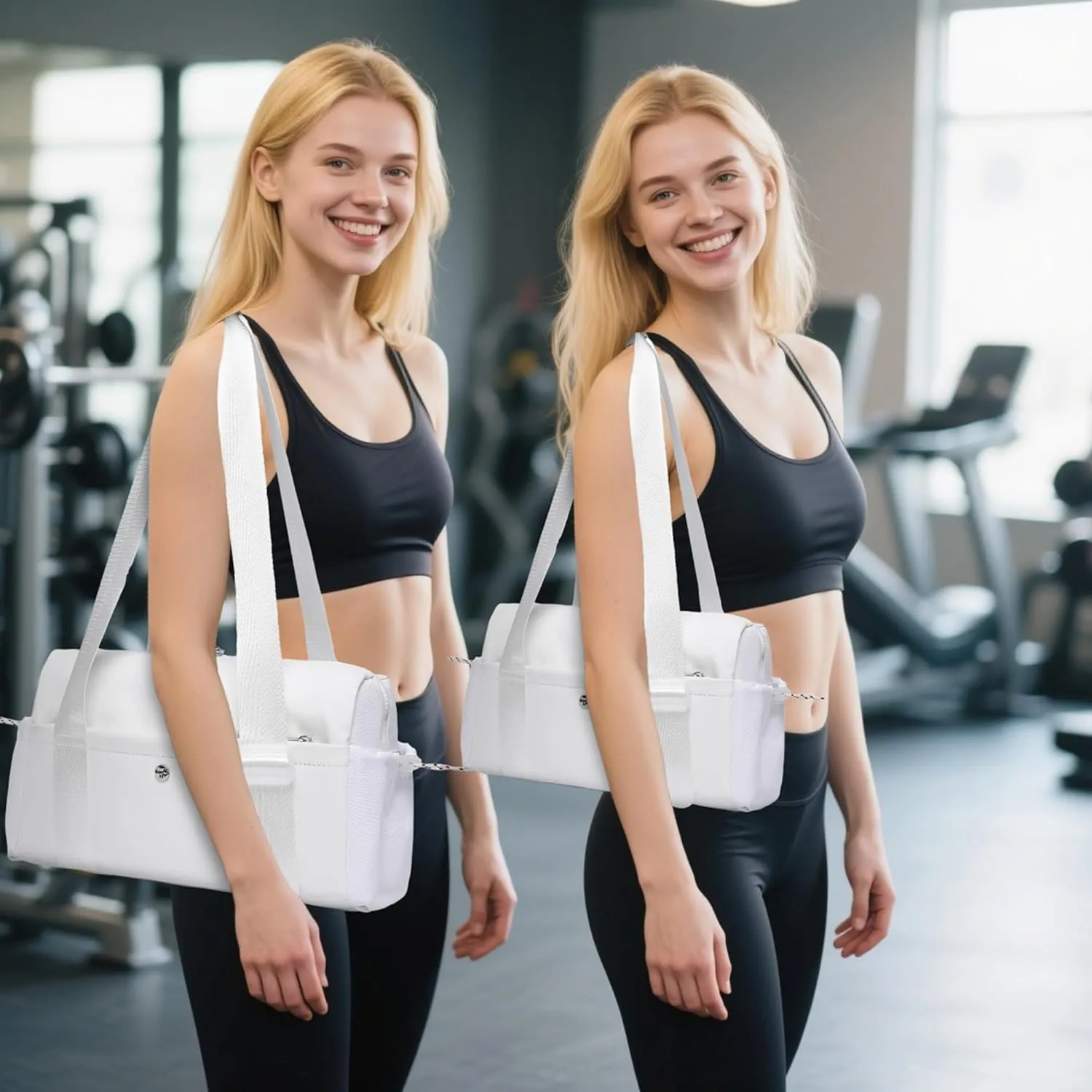 Small Gym Bag For Women Mini Gym Duffle Bag with Wet Compartment Waterproof Sports（White Small）