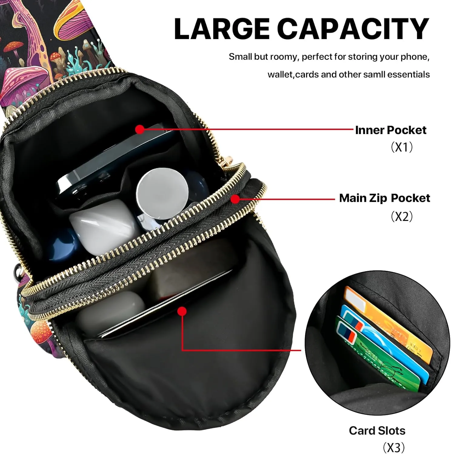 Small Leather Sling Bag Travel Fanny Packs for Women Crossbody phone Purses Chest Casual Daypacks