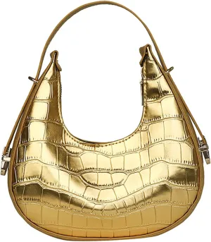 Small Shoulder Bags for Women Crocodile Pattern Leather Handbag Under the Arm Purse with Zipper Closure