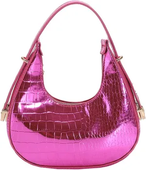 Small Shoulder Bags for Women Crocodile Pattern Leather Handbag Under the Arm Purse with Zipper Closure