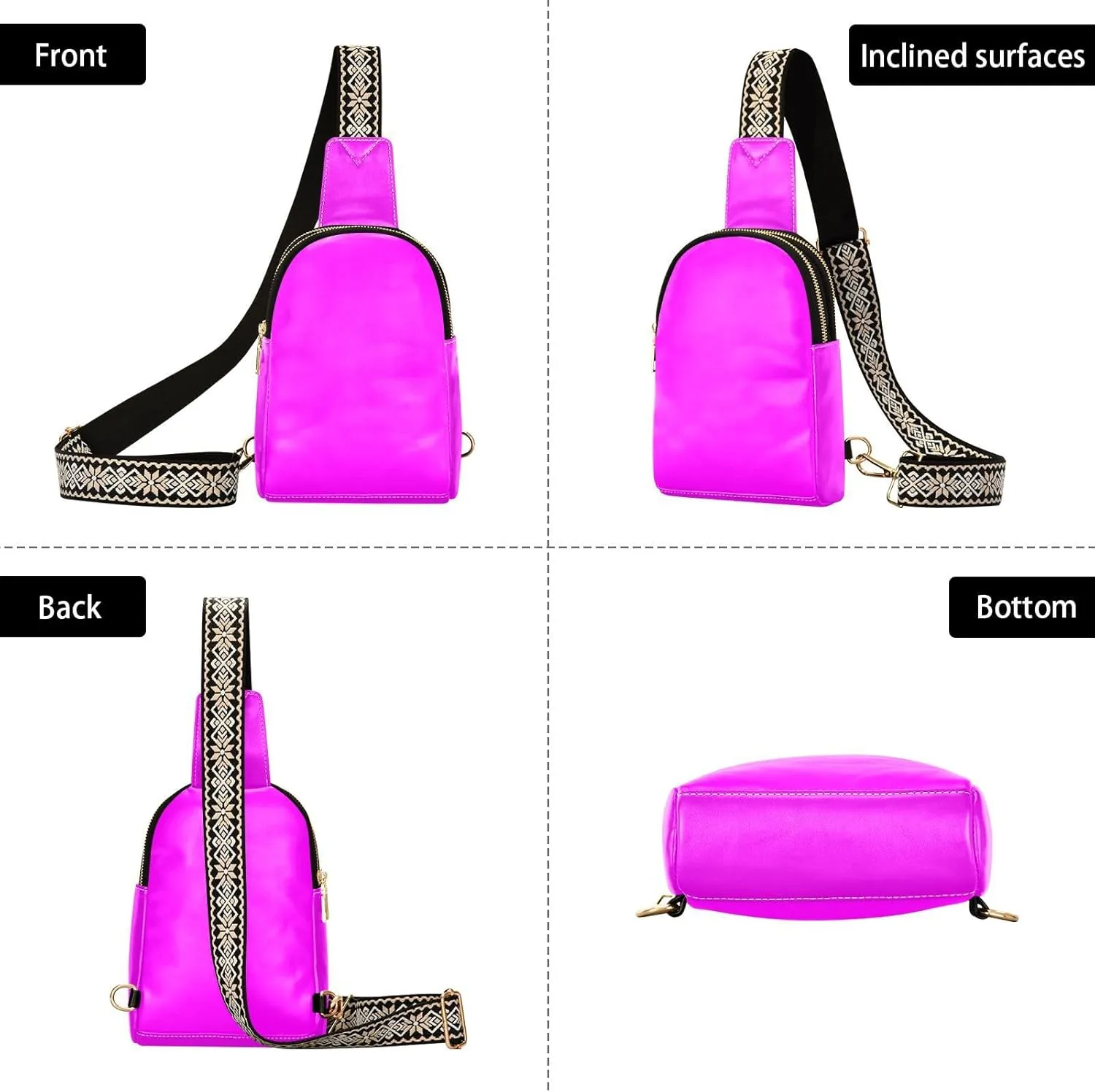 Small Sling Bag for Women Bright Purple Crossbody Fanny Packs for Travel, Casual 20805