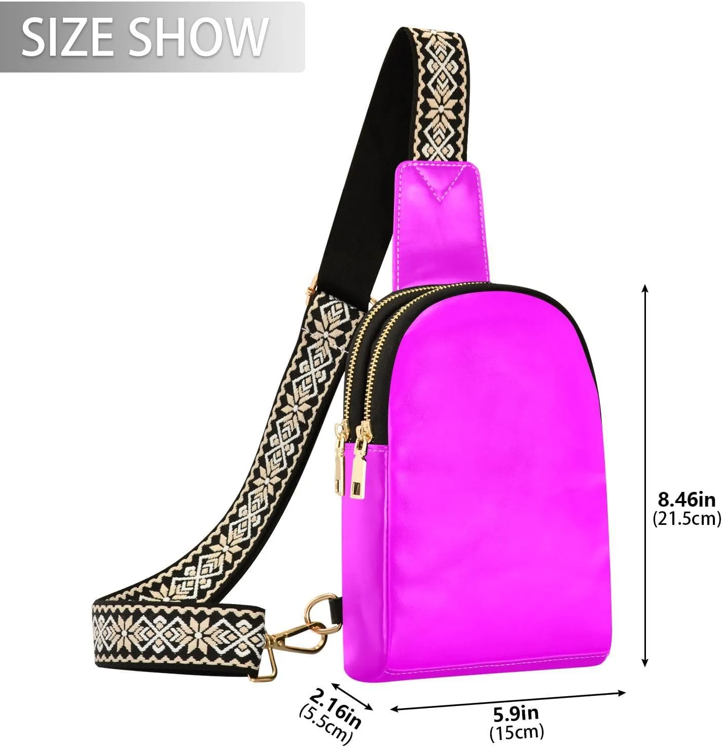 Small Sling Bag for Women Bright Purple Crossbody Fanny Packs for Travel, Casual 20805
