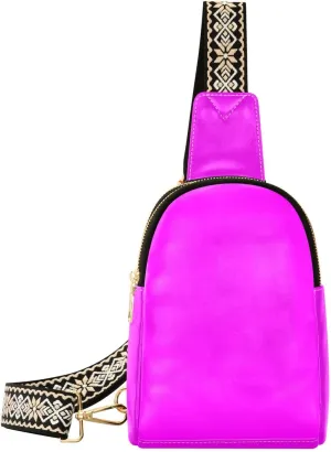 Small Sling Bag for Women Bright Purple Crossbody Fanny Packs for Travel, Casual 20805