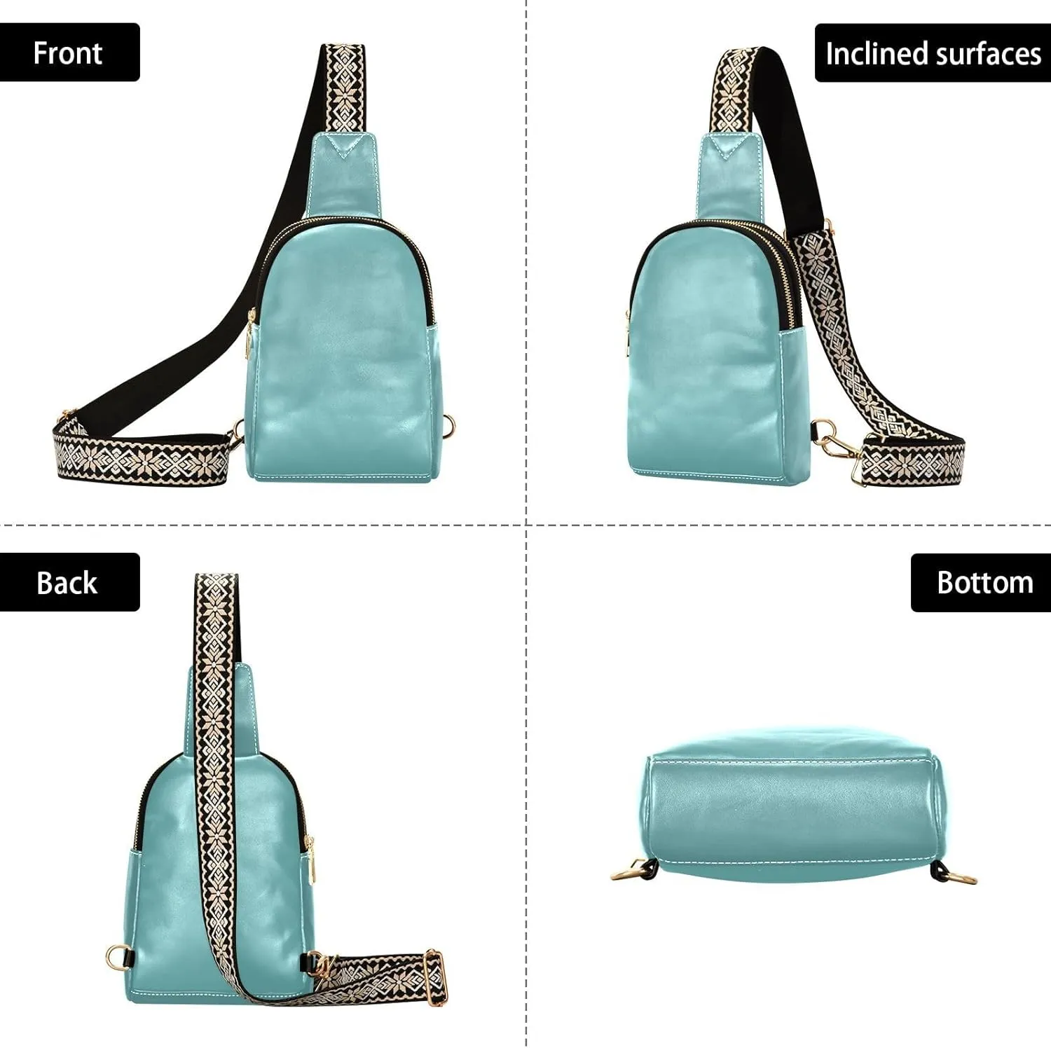 Small Sling Bag for Women Cadetblue Crossbody Fanny Packs for Travel, Casual 20849