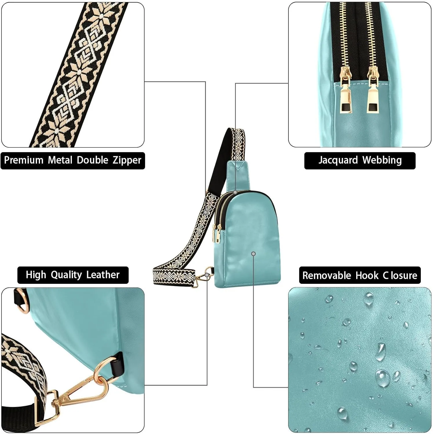 Small Sling Bag for Women Cadetblue Crossbody Fanny Packs for Travel, Casual 20849
