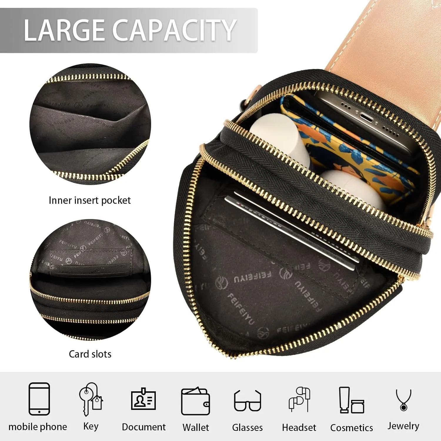 Small Sling Bag for Women Chocolate Crossbody Fanny Packs for Travel, Casual 20834-1