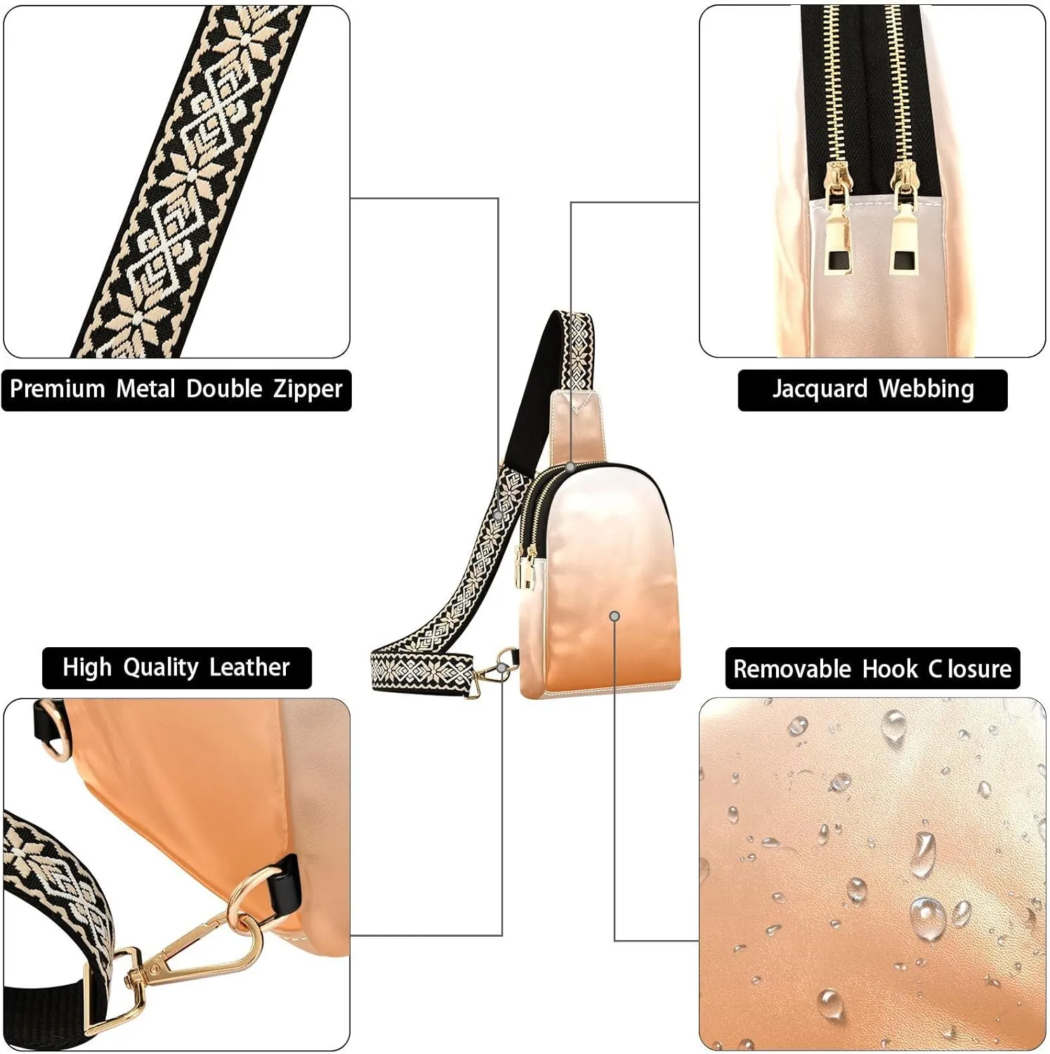 Small Sling Bag for Women Chocolate Crossbody Fanny Packs for Travel, Casual 20834-1