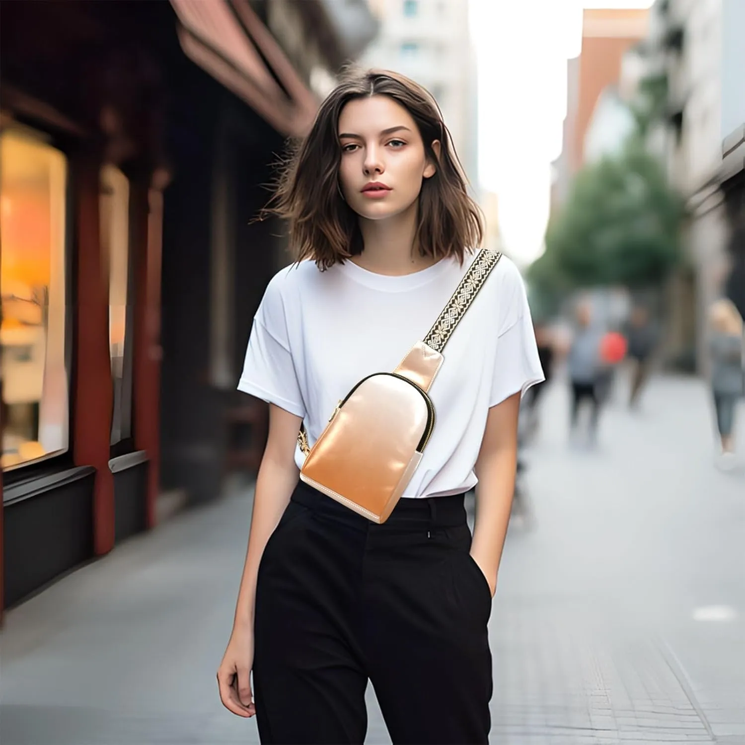 Small Sling Bag for Women Chocolate Crossbody Fanny Packs for Travel, Casual 20834-1