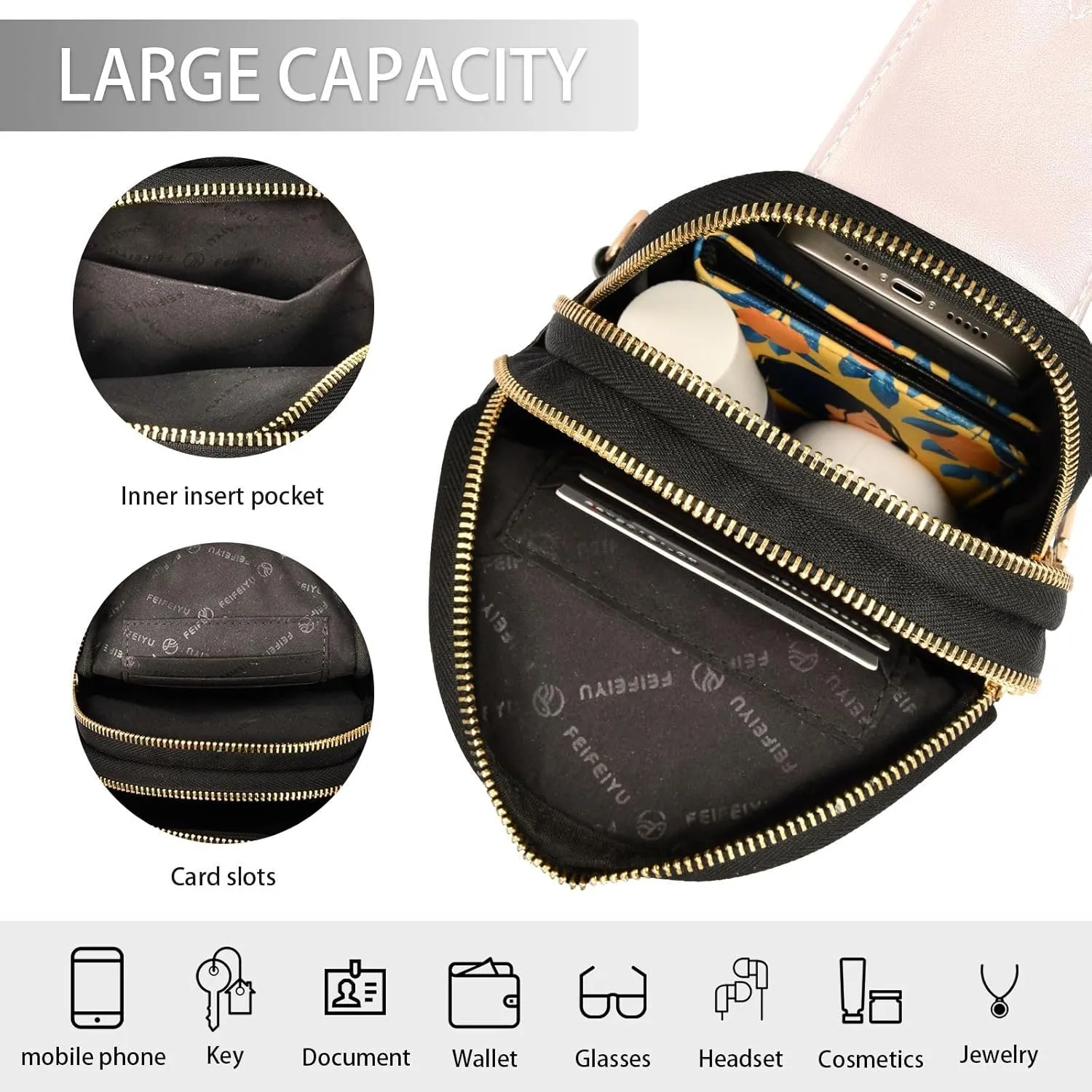 Small Sling Bag for Women Misty Rose Crossbody Fanny Packs for Travel, Casual 20818