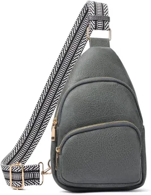 Small Sling Bag for Women, Vegan Leather Crossbody Fanny Packs Chest Bag With Guitar Strap