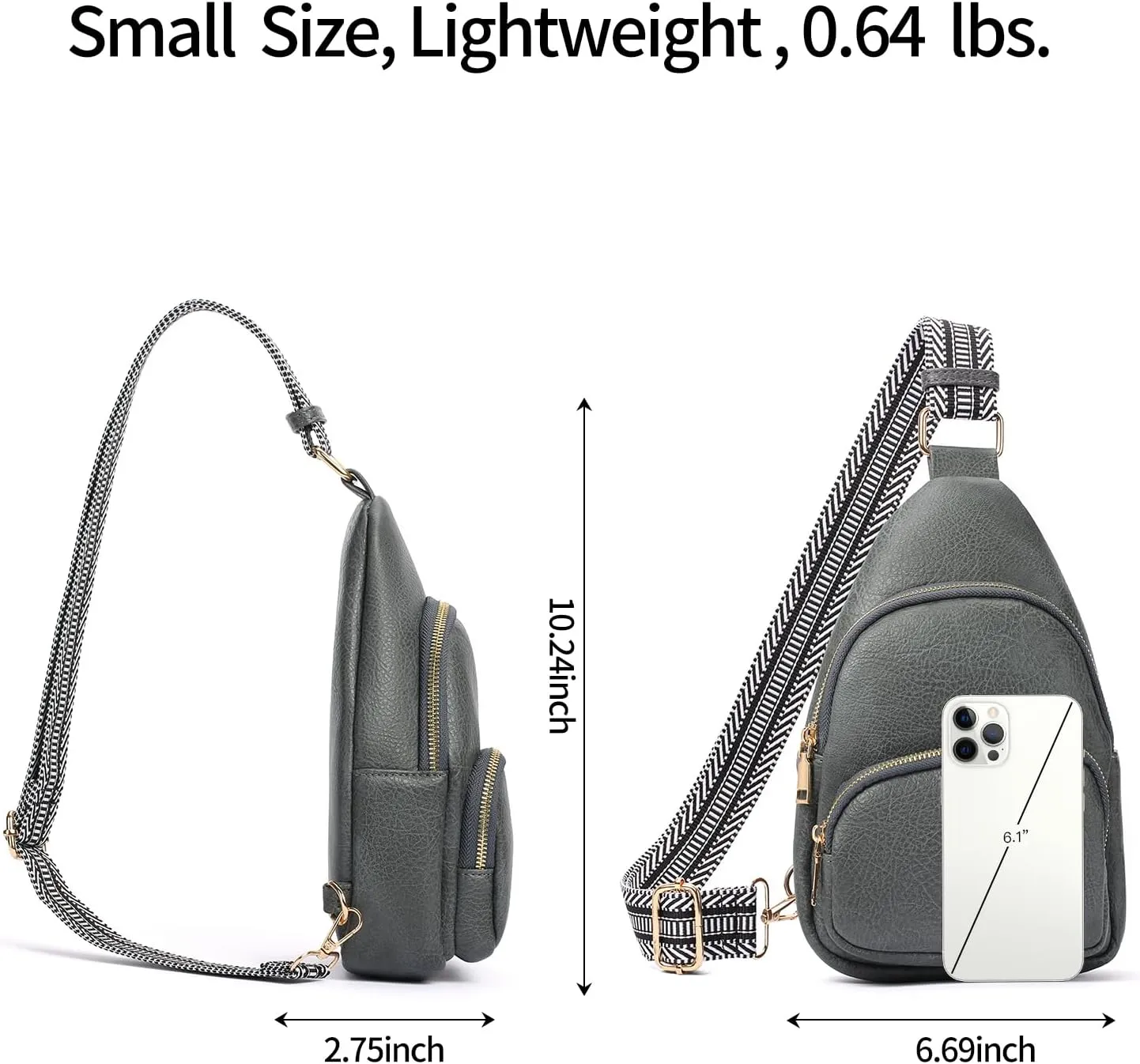 Small Sling Bag for Women, Vegan Leather Crossbody Fanny Packs Chest Bag With Guitar Strap
