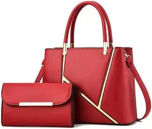 SNAPWISH® Women Handbag Geometric Tote Bag Long Wallet Shoulder Bag Top Handle Handbag Purse 2 Pcs Set