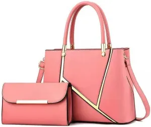 SNAPWISH® Women Handbag Geometric Tote Bag Long Wallet Shoulder Bag Top Handle Handbag Purse 2 Pcs Set