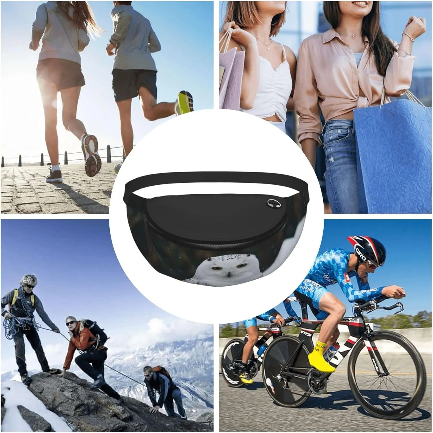 Snow Owl Fanny Pack for Man Women Waist Bag Adjustable Belt Casual Chest Bag Bum Bags for Travel Sports Running Hiking Waist Packs