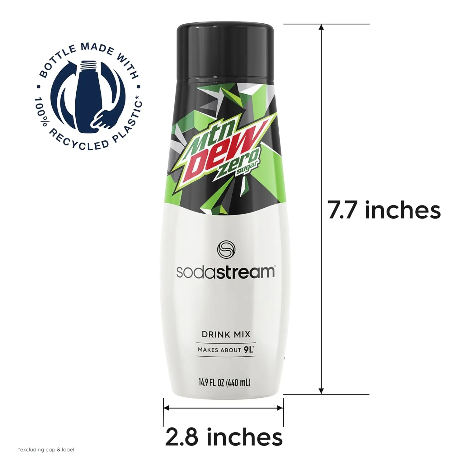 SodaStream - Mountain Dew Zero Sugar Drink Mix | For Sparkling Water Makers | Sugar-Free, 0 Calories | Caffeine: 48mg/12oz | Makes 96 Servings | 14.9 Fl Oz, Pack of 4
