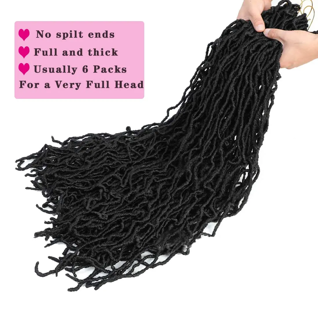 Soft New Faux Locs 36inch 6packs Super Long Goddess Locs Crochet Hair Natural Pre Looped Natural Crochet Braid Curly Wave Braiding Hair（36inch #1b 6packs)…