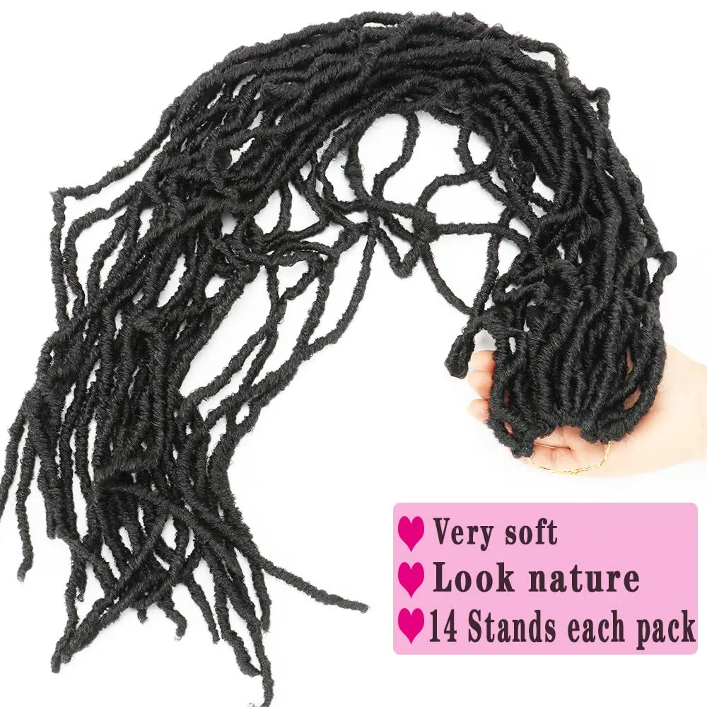 Soft New Faux Locs 36inch 6packs Super Long Goddess Locs Crochet Hair Natural Pre Looped Natural Crochet Braid Curly Wave Braiding Hair（36inch #1b 6packs)…