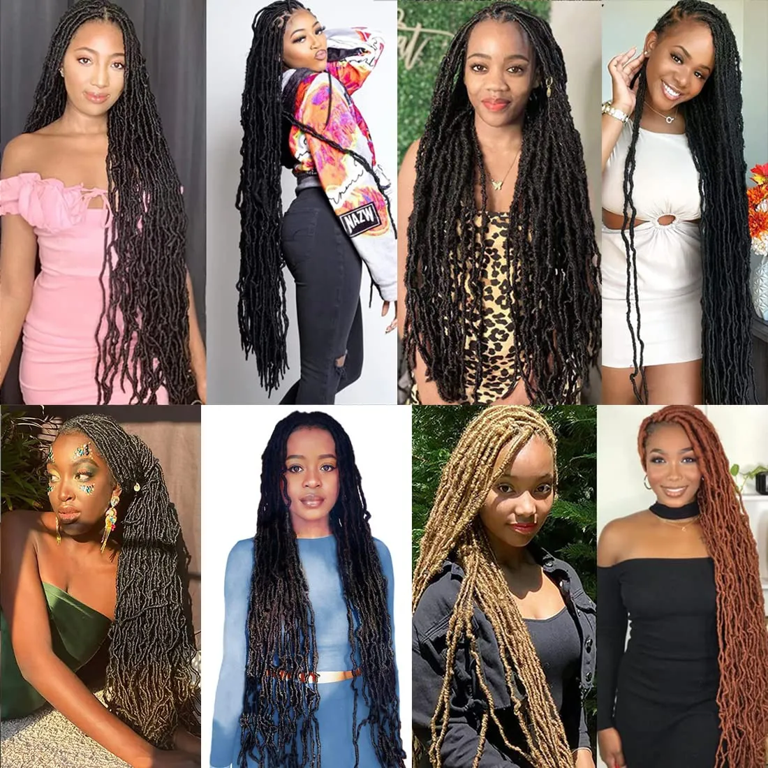 Soft New Faux Locs 36inch 6packs Super Long Goddess Locs Crochet Hair Natural Pre Looped Natural Crochet Braid Curly Wave Braiding Hair（36inch #1b 6packs)…