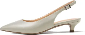 Soireelady Women's Pointed Toe Kitten Heel Pumps Slingback Ankle Strap Work Low Heels Office Party Dress Buckle Shoes