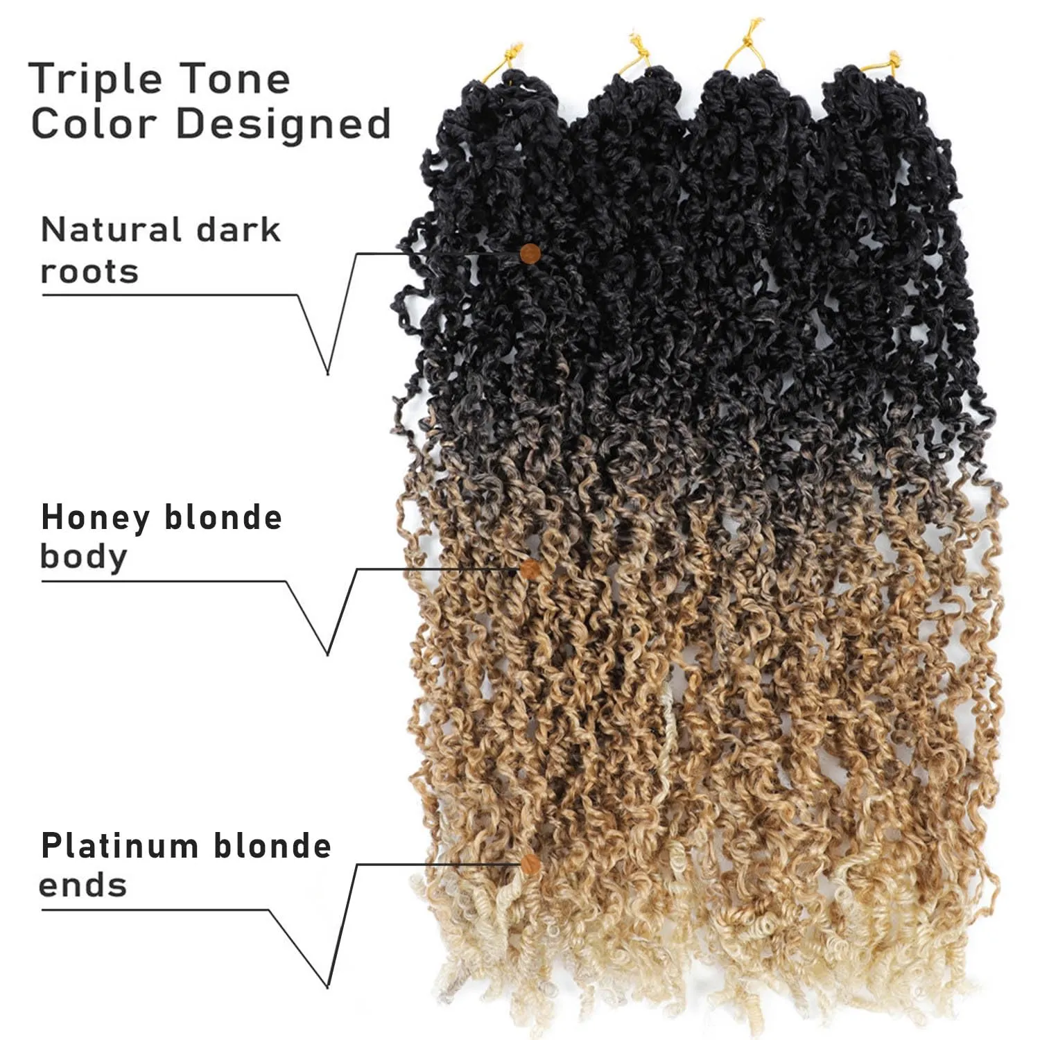 SOKU Majesty Twist Crochet Hair 26" - 8 Packs Pre Twisted Mini Passion Twist Crochet Hair Ombre Blonde Senegalese Yanky Twisted Synthetic Braiding Extensions for Women Pre-looped