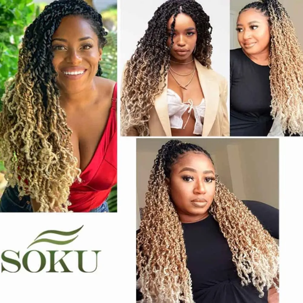 SOKU Majesty Twist Crochet Hair 26" - 8 Packs Pre Twisted Mini Passion Twist Crochet Hair Ombre Blonde Senegalese Yanky Twisted Synthetic Braiding Extensions for Women Pre-looped