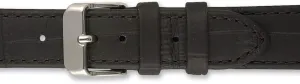 Sonia Jewels Gilden 24mm Long Black Matte Gator Grain Calfskin Leather Watch Band 8.25"