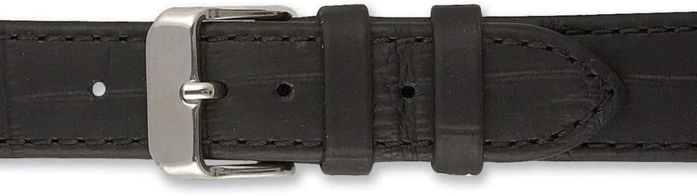 Sonia Jewels Gilden 24mm Long Black Matte Gator Grain Calfskin Leather Watch Band 8.25"