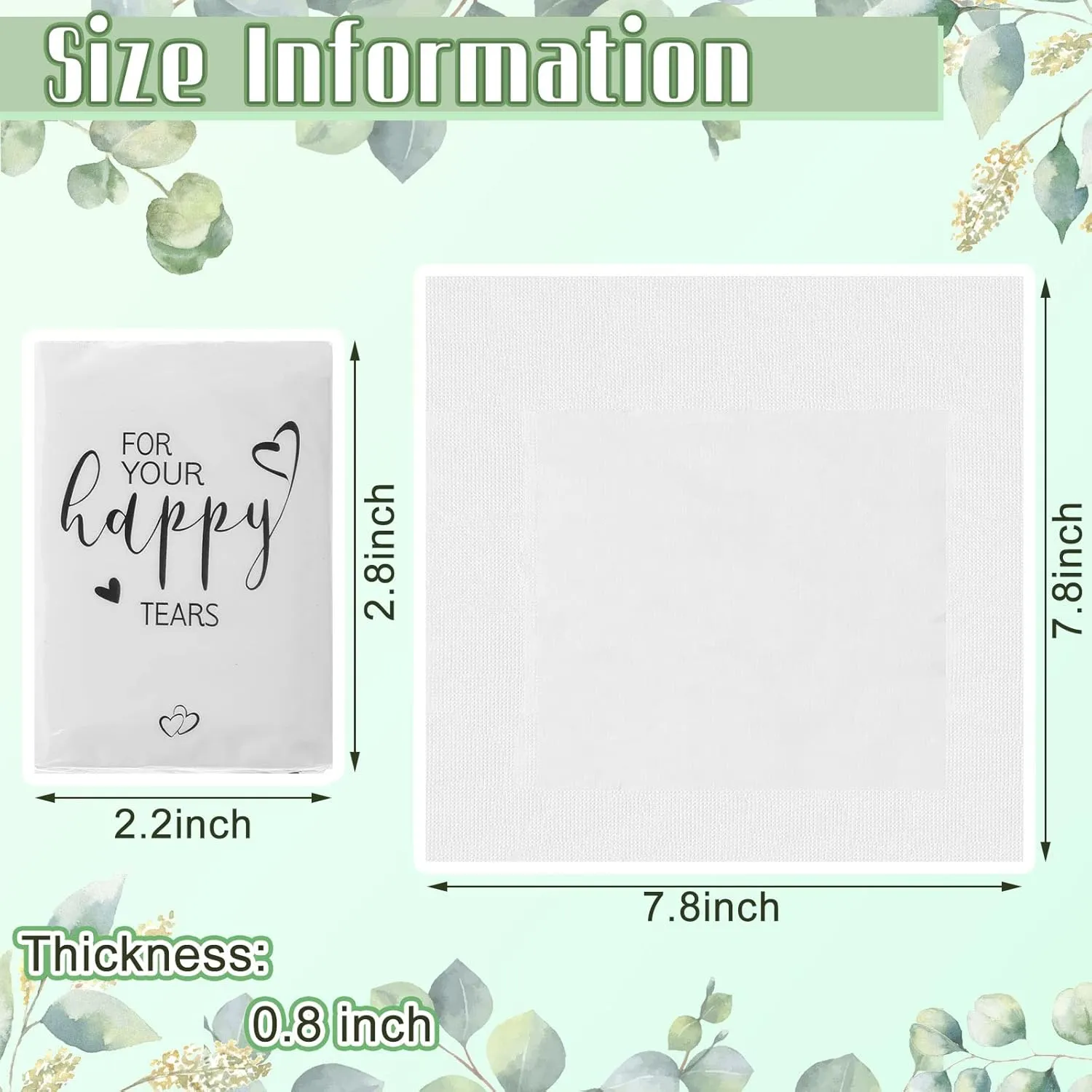 Spiareal 50 Pcs Happy Tears Tissues Packs Facial Tissues Items for Guests Welcome Bags Pocket Paper 3 Ply Individual Mini Travel Size Bulk for Wedding Party Favor Ceremony Graduation(Classic)