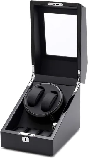 Spinner Winding Box Watch Winder - 2 3 Carbon Fiber Leather Automatic Watch Shaker Rotator Watch Storage Box Display Holder Mute Motor Mechanical Watch Winding Mover with Lock Quiet and well operated