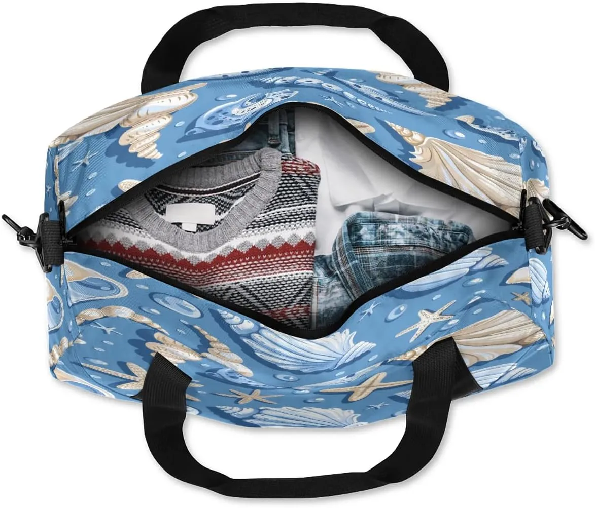 Sport Duffel Bag Cute Seashell Starfish Kids Gym Bag Weekender Overnight Bags for Boys Girls Teens Carry On Workout Travel Bag