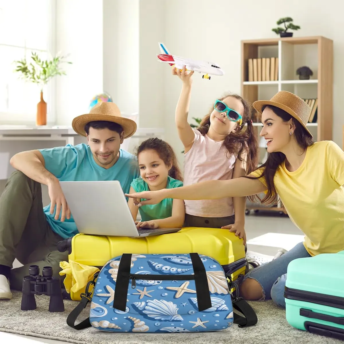 Sport Duffel Bag Cute Seashell Starfish Kids Gym Bag Weekender Overnight Bags for Boys Girls Teens Carry On Workout Travel Bag