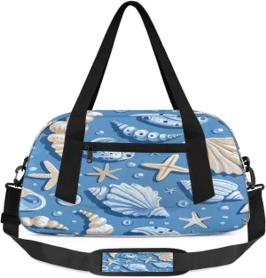 Sport Duffel Bag Cute Seashell Starfish Kids Gym Bag Weekender Overnight Bags for Boys Girls Teens Carry On Workout Travel Bag