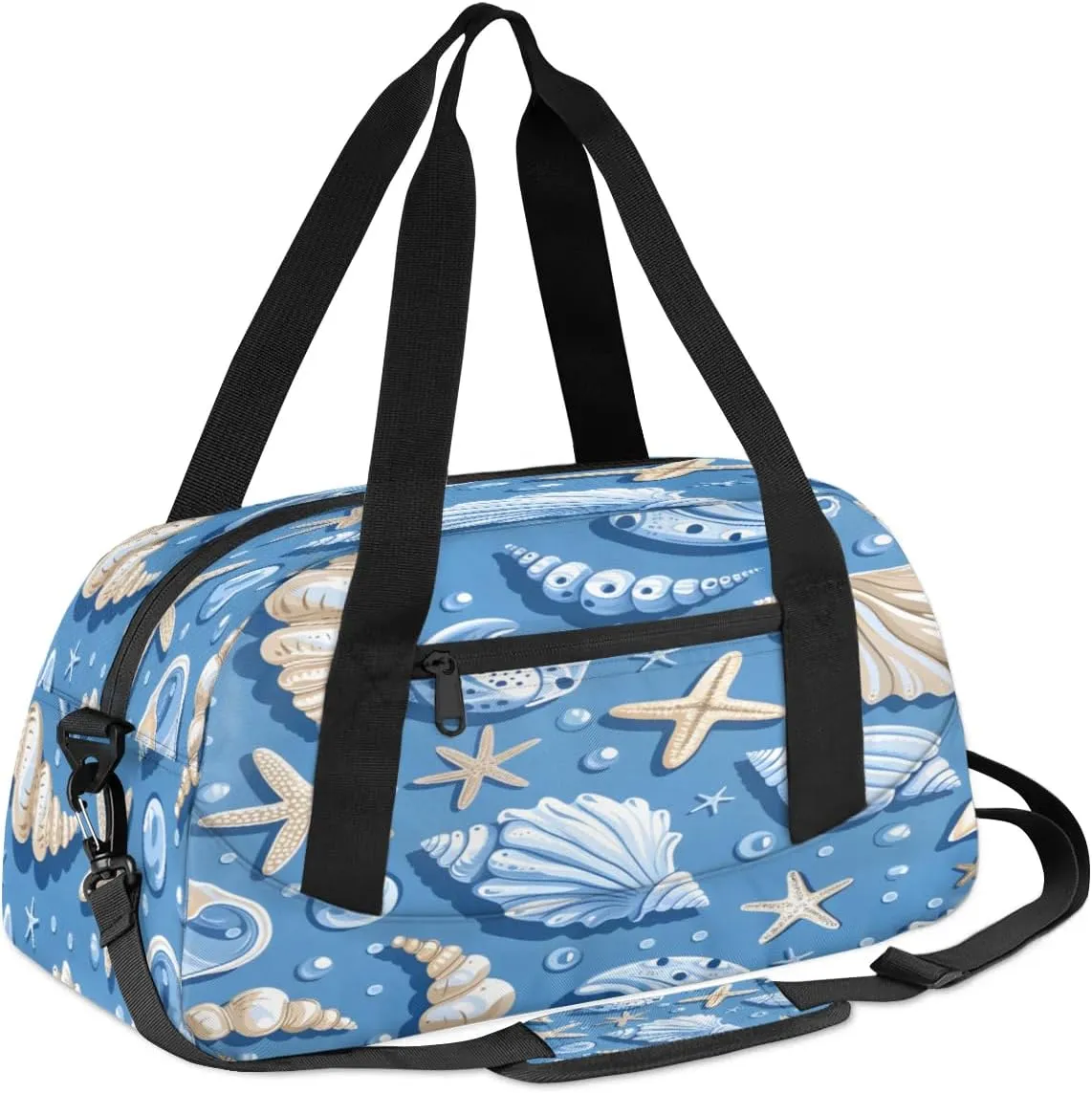 Sport Duffel Bag Cute Seashell Starfish Kids Gym Bag Weekender Overnight Bags for Boys Girls Teens Carry On Workout Travel Bag