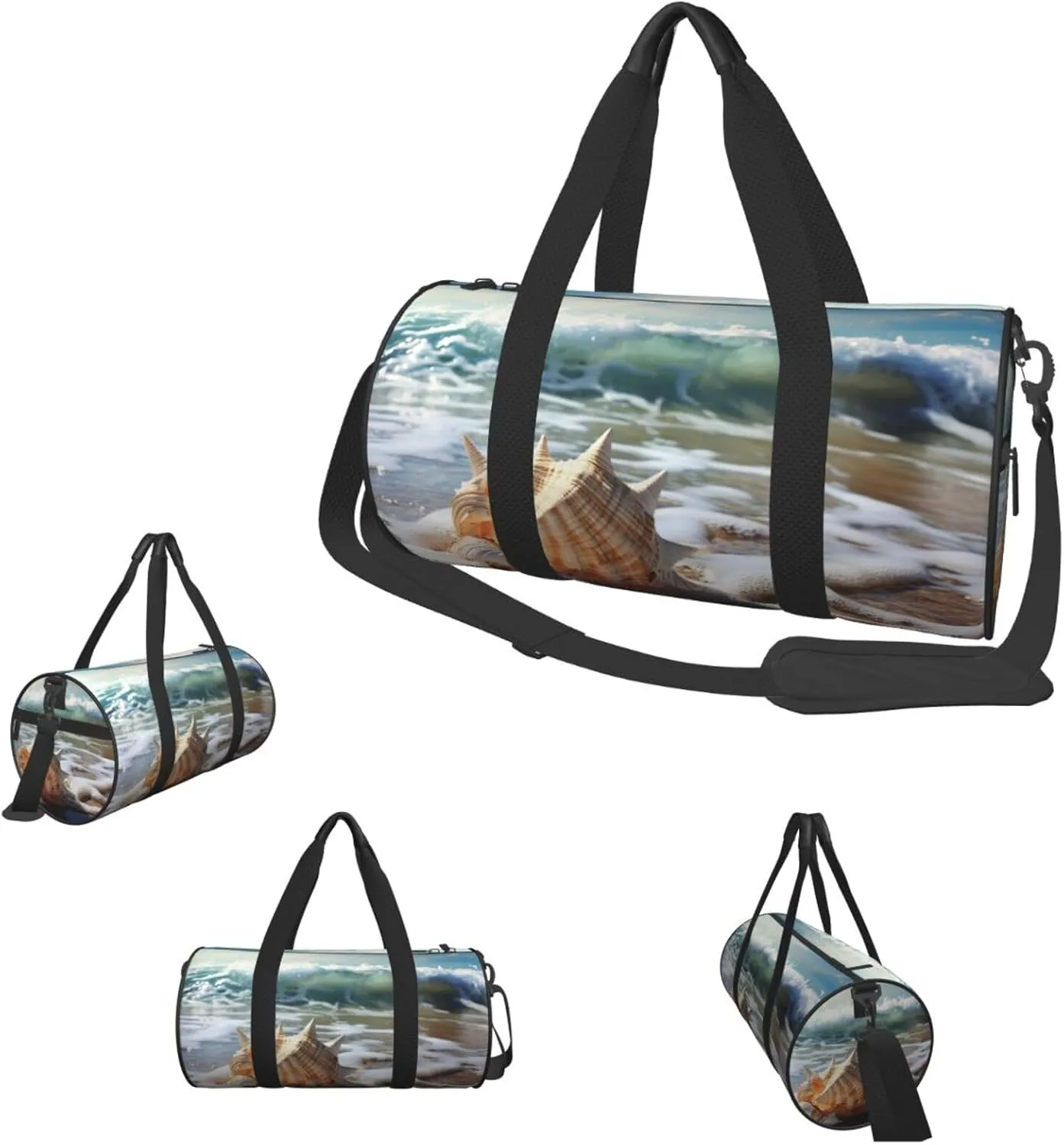 Sports Gym Bag for Women Men Travel Duffel Bag Tote Weekender Bag Carry on Overnight Bag for Travel Swimming Fitness Workout Sports Ocean Sea Wave Seashell Duffle Bag