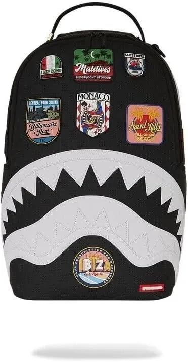 Sprayground Global Mogul Billionaire Leather Backpack, Black, 18H x 11.5W x 6D inches, Unisex