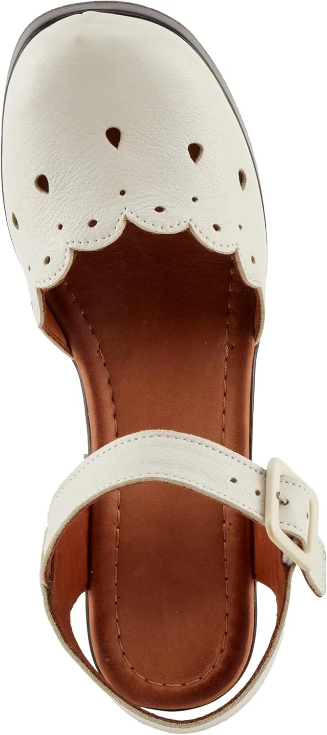 Spring Step NUTTLE Women's Leather Heels with Chic Cutouts and Platform Block Heel