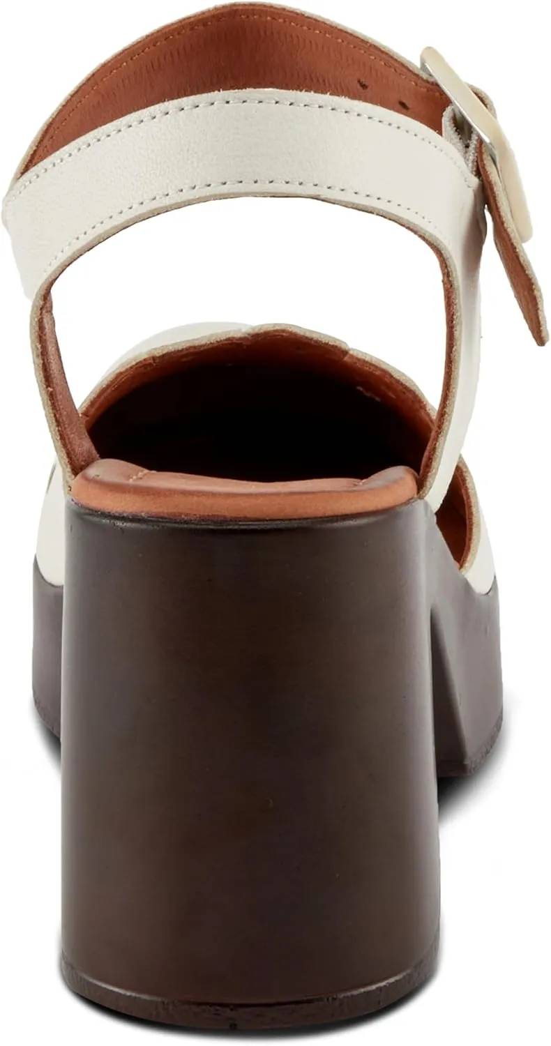 Spring Step NUTTLE Women's Leather Heels with Chic Cutouts and Platform Block Heel