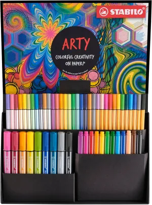 STABILO Creative Set - Pen 68 Max, Pen 68, Pen 68 brush, point 88, pointMax, ARTY, 55-Pieces - drawing, illustration, writing