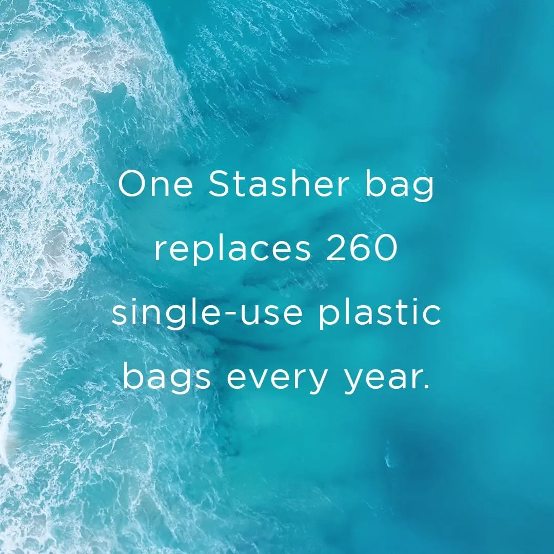 Stasher Premium Silicone Reusable Food Storage Bags, 6-Pack, Starter Kit, Sea Spray, Multi-Use Food Storage Bags, Lunch Bag, Travel Containers, BPA Free, Leak-free, Dishwasher-Safe, Eco-friendly