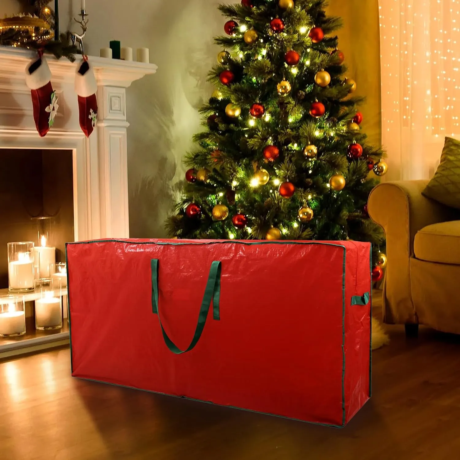 stockage GO 2-pack Storage Bag Fits Up 7.5Ft Tall Disassembled Tree 45x15x20in Holiday Tree Storage Waterproof Material Protects Dust Container Handles and Sleek Zipper
