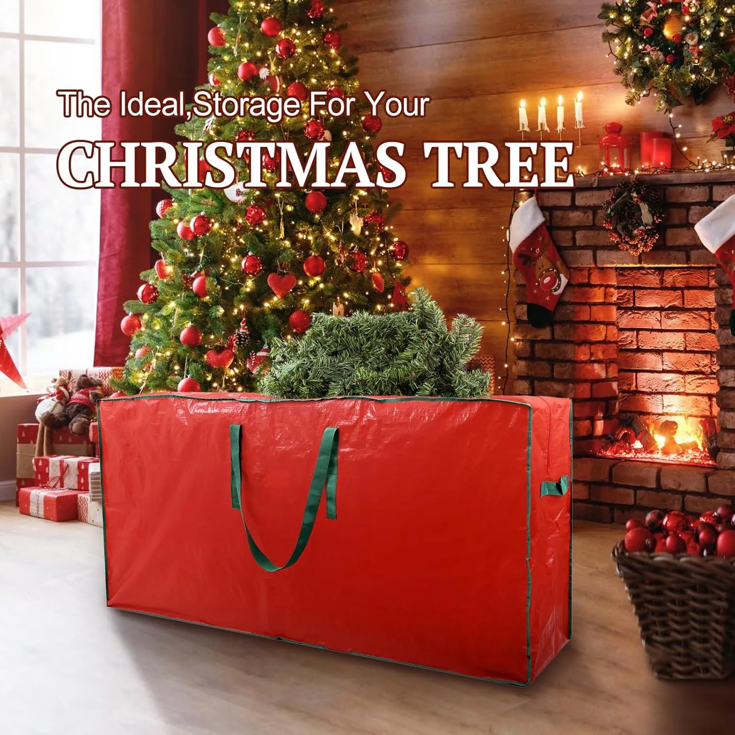 stockage GO 2-pack Storage Bag Fits Up 7.5Ft Tall Disassembled Tree 45x15x20in Holiday Tree Storage Waterproof Material Protects Dust Container Handles and Sleek Zipper
