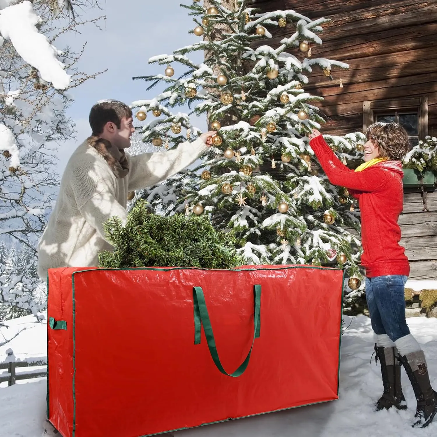 stockage GO 2-pack Storage Bag Fits Up 7.5Ft Tall Disassembled Tree 45x15x20in Holiday Tree Storage Waterproof Material Protects Dust Container Handles and Sleek Zipper