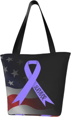 Stomach Cancer Survivor Awareness Ribbon Fashion Shoulder Bag Large Capacity For Man Or Woman