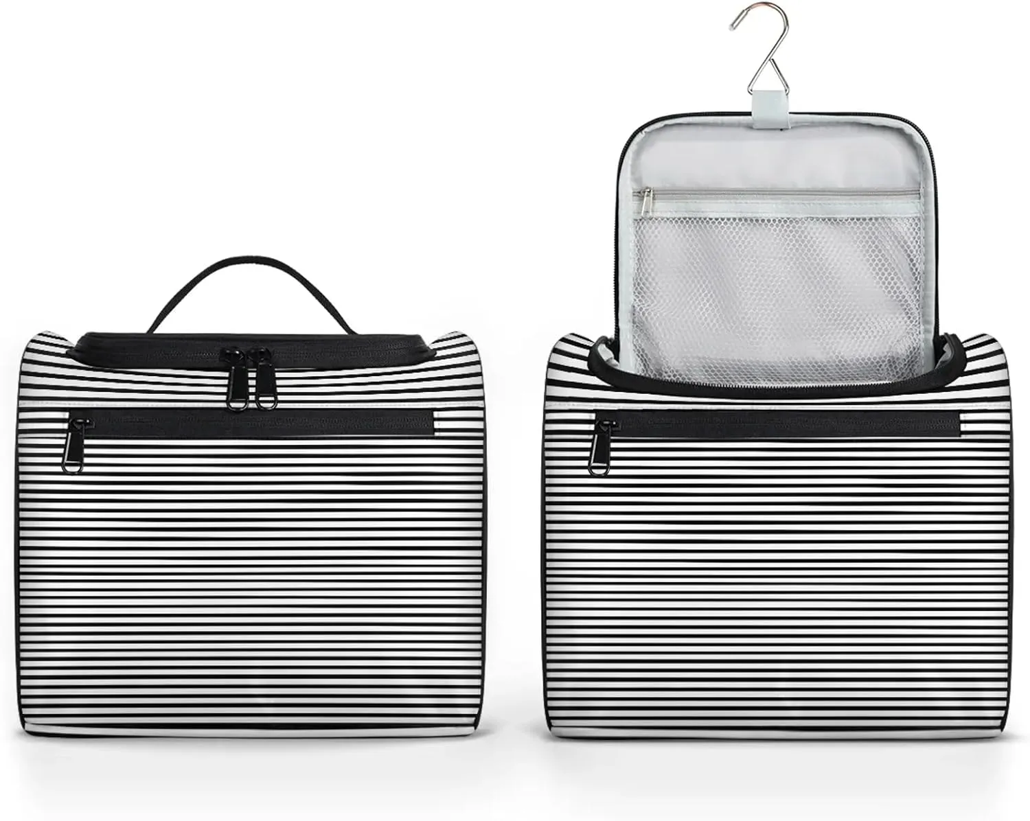 Stripe Abstract Geometric Large Makeup Bag Travel Make Up Organizer for Women Girls Cosmetic Bag Organizer With Handle