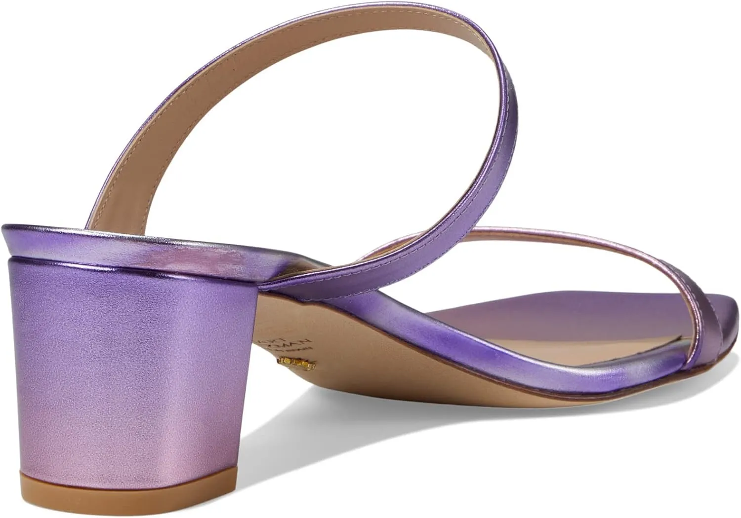 Stuart Weitzman Aleena 50 Block Slide Heels for Women - Leather Upper and Lining, Sleek Straps Design, and Rubber Outsole
