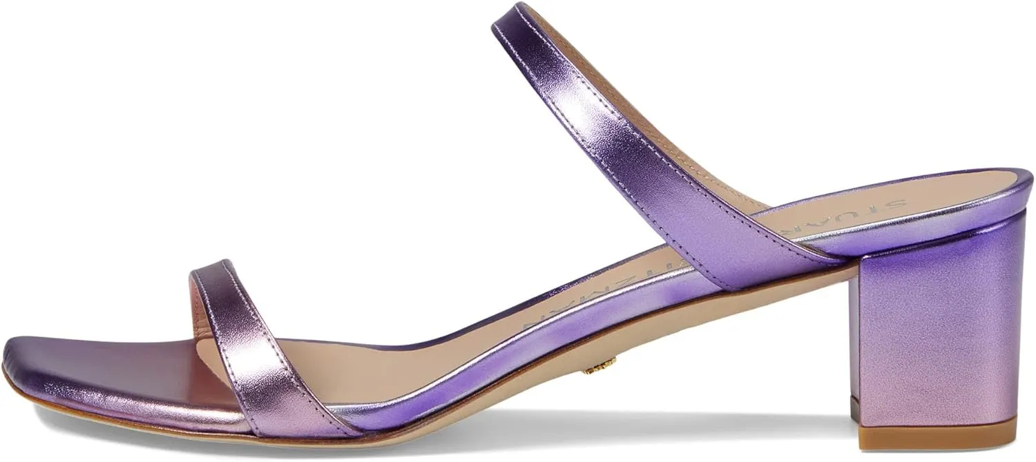 Stuart Weitzman Aleena 50 Block Slide Heels for Women - Leather Upper and Lining, Sleek Straps Design, and Rubber Outsole