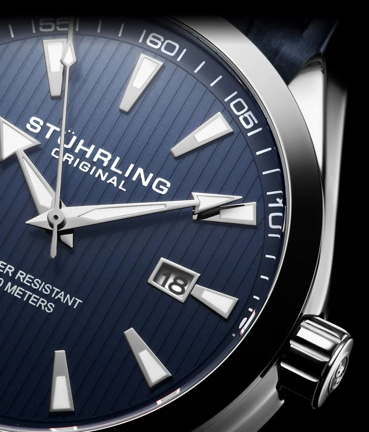 Stuhrling Original Dress Watch for Men Analog Dial with Date Calfskin Leather Band