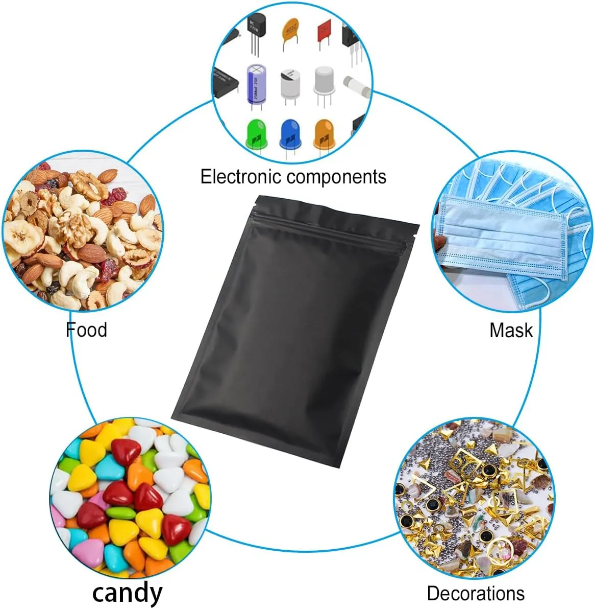 STUs 100 Pack Smell Proof Stand-Up Bags 4 x 6 Inch Resealable Mylar Bags Foil Pouch Double-Sided Bag Matte Black