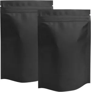 STUs 100 Pack Smell Proof Stand-Up Bags 4 x 6 Inch Resealable Mylar Bags Foil Pouch Double-Sided Bag Matte Black