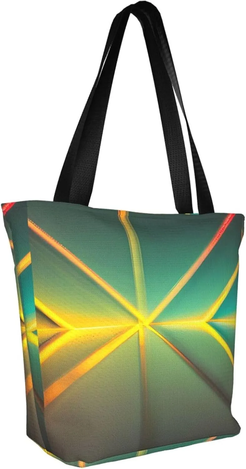 Stylish And Durable Abstract Geometric Shoulder Bag - Full Print, Large Capacity